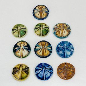 Lot of 10 Assorted Vtg. Ceramic Czech Dragonfly Buttons for Collectors/Designers